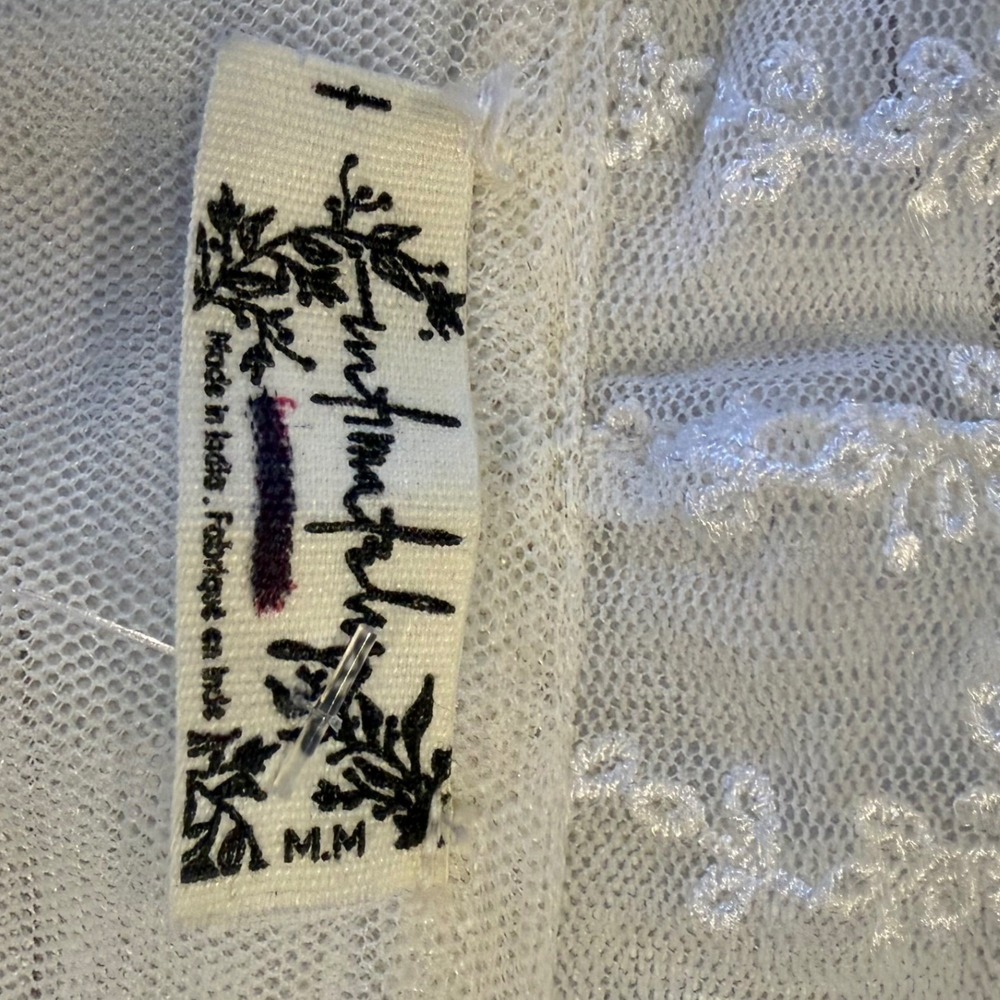 Intimately Free People Ivory Lace Bodysuit Sheer Ruffle Medium Coquette boho - Picture 4 of 12